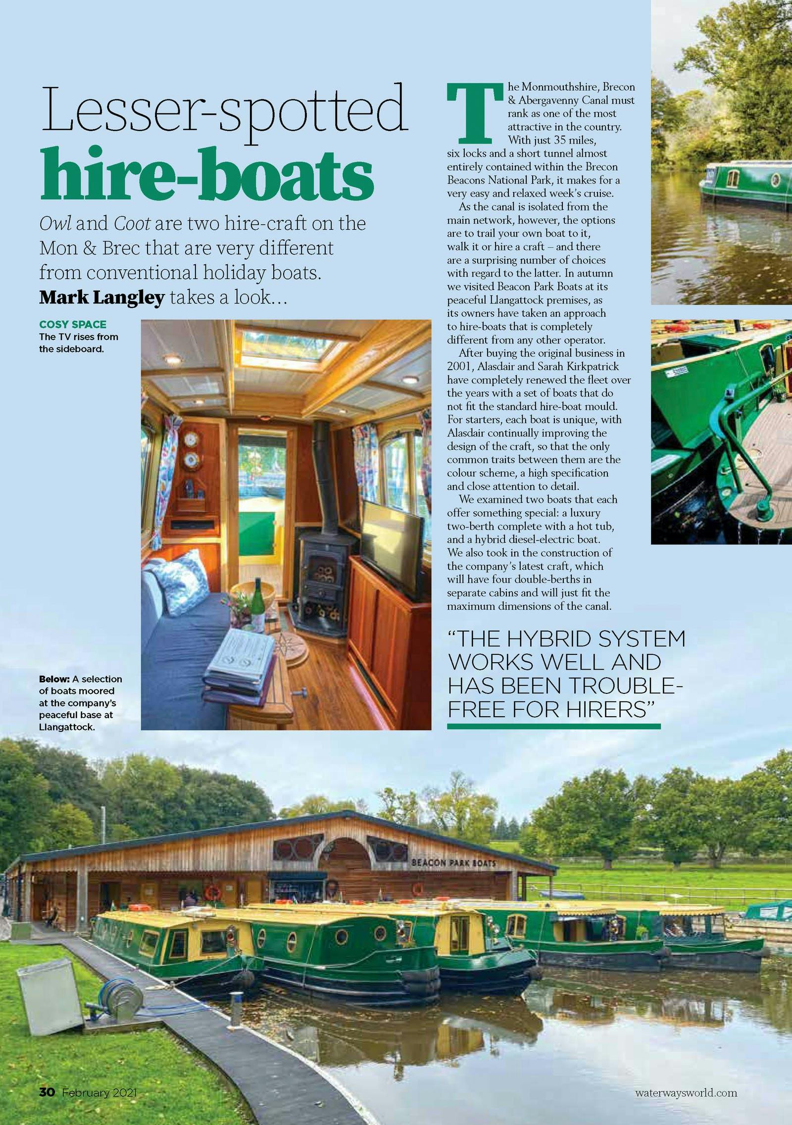 Rave review for Beacon Park Boats from Waterways World